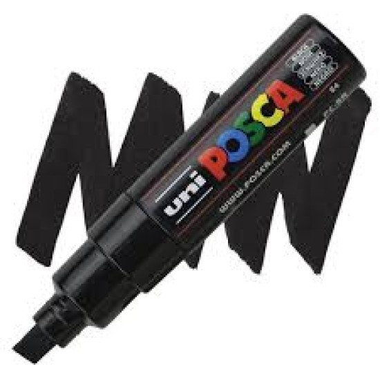 Posca Verfmarker (Schuine Punt) Dik: Zwart