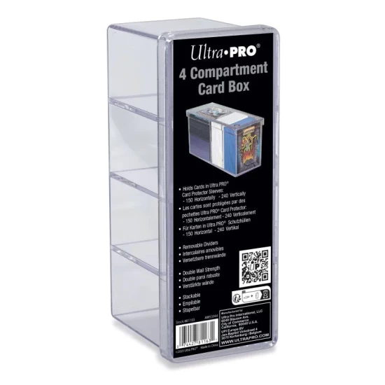 Upper Deck - 4-Compartment Card Storage Box - Clear