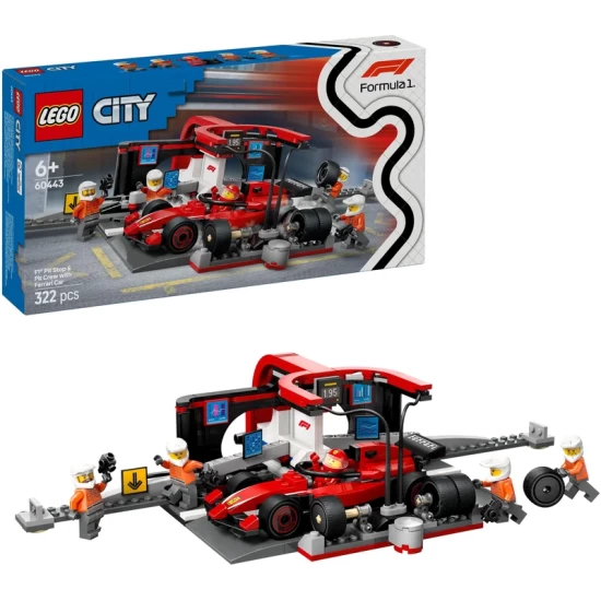 Lego City 60443 F1 Pitstop En Pitcrew Met Ferrari Auto