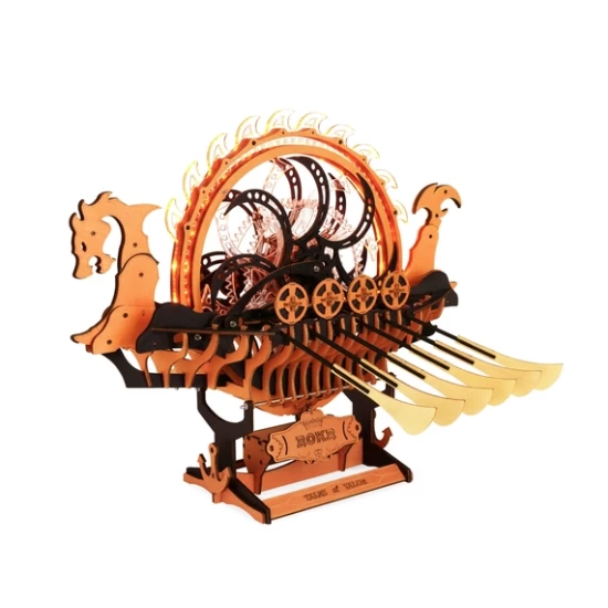 Robotime Diy Houten Puzzel Dragon Viking Ship Mechanical Model Lk802 367X46X46.5Cm