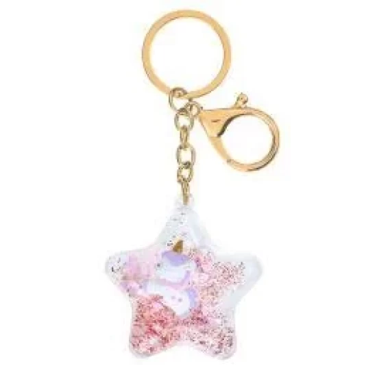 Sleutelhanger Sterren Glitter Kerst 3 Assorti