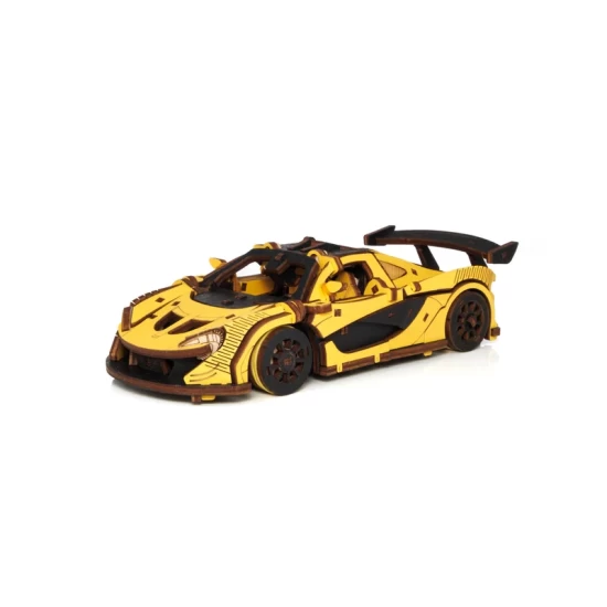Eco Wood Art (Ewa) Diy 3D Mechanical Model Racing Car Yelow 4042 219557Cm