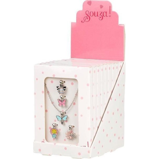 Cadeauset Metalen Ketting Met 5 Bedeltjes Zilver (1 Stuk)