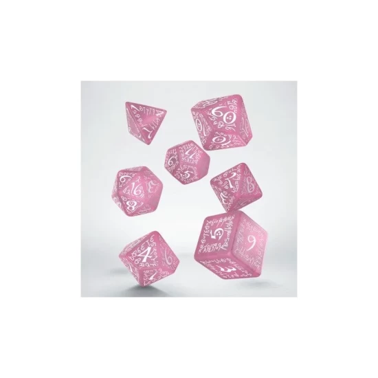 Elvish Shimmering Pink  And  White Dice Set