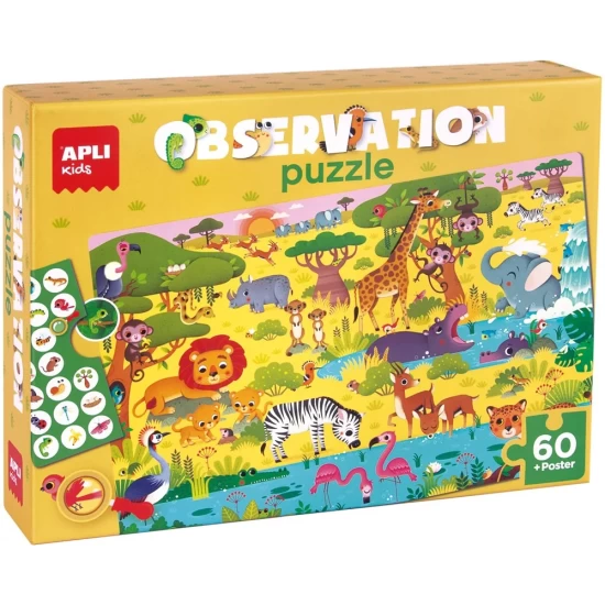 Apli - Junior Jungle Observeerpuzzel (60 Stuks) Apli - Junior Jungle Observeerpuzzel (60 Stuks)