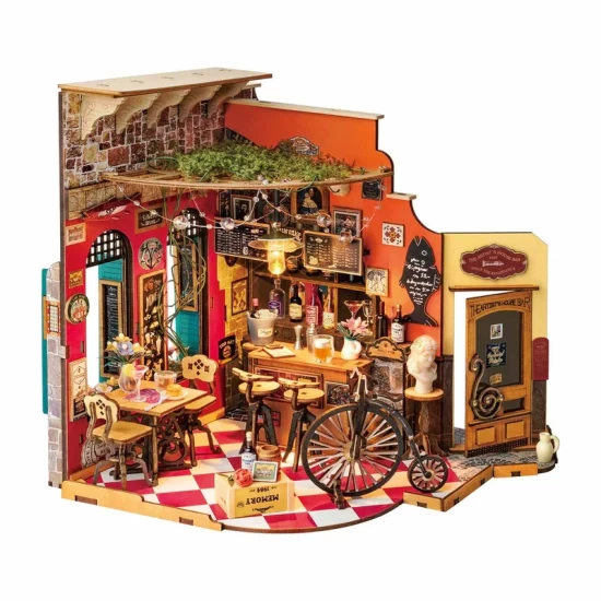 Robotime Cheers Bar & Dining Diy Miniatuurhuis Dg173 22X15X18.5Cm