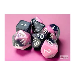 Gemini Mini-Polyhedral Black-Pink/White Dobbelsteen Set (7 Stuks) Gemini Mini-Polyhedral Black-Pink/White Dobbelsteen Set (7 Stuks)