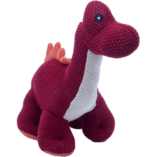 Cute Since 1999 - Dinosauruspark -  Dinosaurus Speelgoed - Rode Brachiosaurus - Katoen Knuffel - 34 Cm
