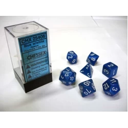 Opaque Blue/White Polydice Dobbelsteen Set (7 Stuks) Opaque Blue/White Polydice Dobbelsteen Set (7 Stuks)