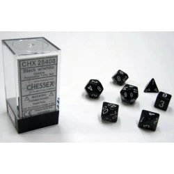 Opaque Black/White Polydice Dobbelsteen Set (7 Stuks)