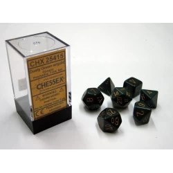 Opaque Dusty Green/Gold Polydice Dobbelsteen Set (7 Stuks)