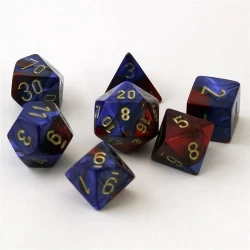Gemini Blue-Red/Gold Polydice Dobbelsteen Set (7 Stuks)