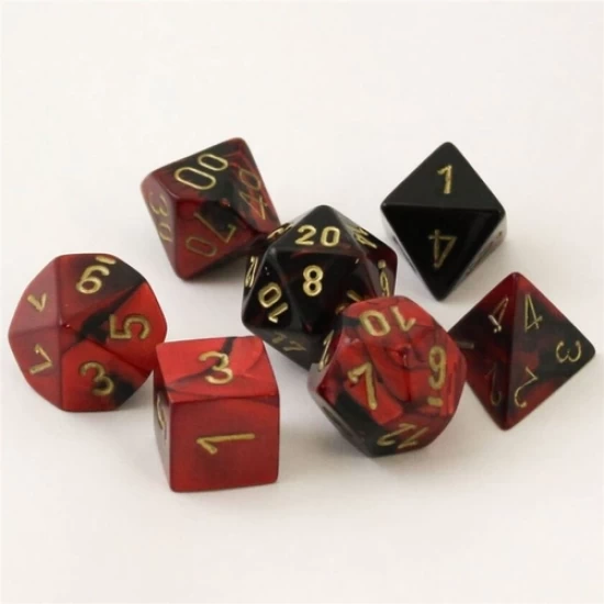 Gemini Black-Red/Gold Polydice Dobbelsteen Set (7 Stuks)