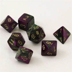 Gemini Green-Purple/Gold Polydice Dobbelsteen Set (7 Stuks)