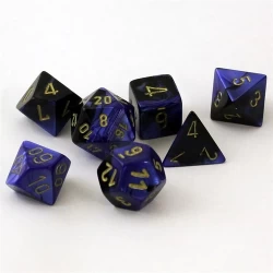 Gemini Black-Blue/Gold Polydice Dobbelsteen Set (7 Stuks)