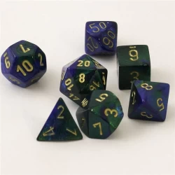 Gemini Blue-Green/Gold Polydice Dobbelsteen Set (7 Stuks)