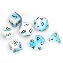 Gemini White-Teal/Black Polydice Dobbelsteen Set (7 Stuks)