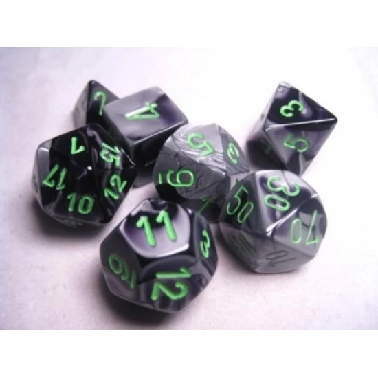 Gemini Black-Grey/Green Polydice Dobbelsteen Set (7 Stuks)