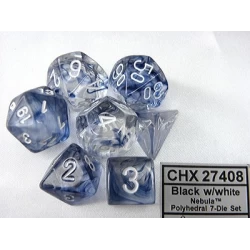 Nebula Black/White Polydice Dobbelsteen Set (7 Stuks)