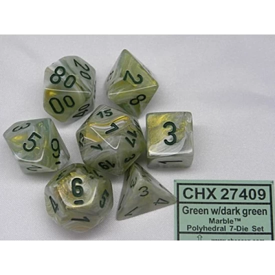 Marble Green/Dark Green Polydice Dobbelsteen Set (7 Stuks)