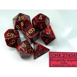 Vortex Burgundy/Gold Polydice Dobbelsteen Set (7 Stuks)
