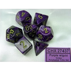 Vortex Purple/Gold Polydice Dobbelsteen Set (7 Stuks)