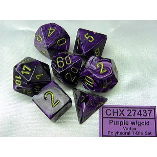 Vortex Purple/Gold Polydice Dobbelsteen Set (7 Stuks)
