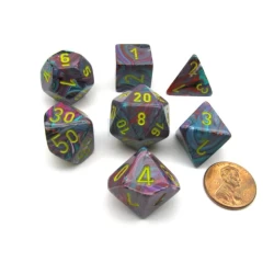 Festive Mosaic/Yellow Polydice Dobbelsteen Set (7 Stuks)