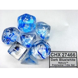 Nebula Dark Blue/White Polydice Dobbelsteen Set (7 Stuks)
