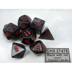 Velvet Black/Red Polydice Dobbelsteen Set (7 Stuks)