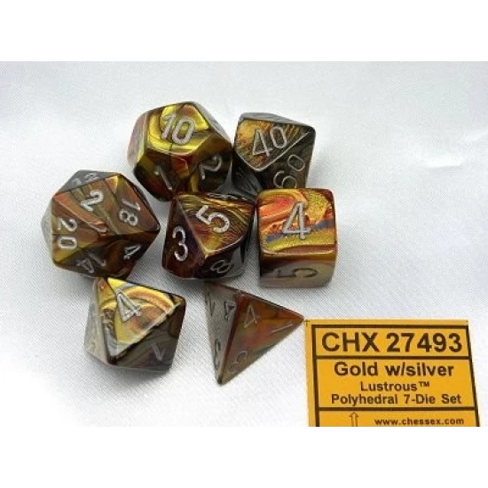 Lustrous Gold/Silver Polydice Dobbelsteen Set (7 Stuks)