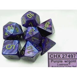Lustrous Purple/Gold Polydice Dobbelsteen Set (7 Stuks)