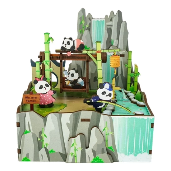 Tonecheer Muziekdoosje Diy 3D Houten Puzzel Panda’s Home Tq057 13×103×138Cm