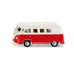 Siku Vw T1 Bus Speelgoedauto 1:50 Metaal/Kunststof Rood/Wit Deuren Kunnen Open Trekhaak Detailgetrouwe Wielen