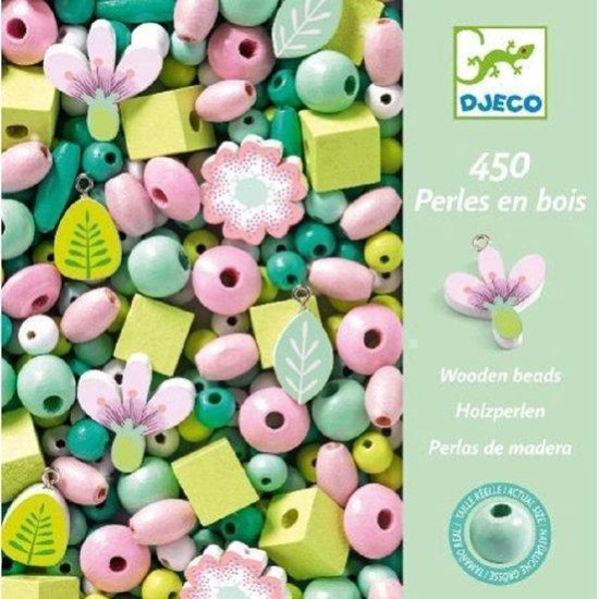 Perles Bois - Feuilles Et Fleurs Perles Bois - Feuilles Et Fleurs