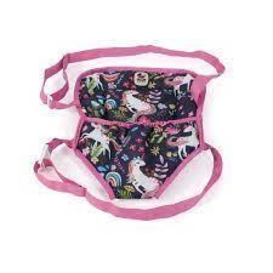 Poppendraagzak (Eenhoorn Donkerblauw/Roze)