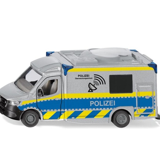 Siku Politieauto Mercedes-Benz Sprinter Politiespeelgoed 1:50 Metaal/Kunststof Blauw/Wit Draaibare Schotelantenne Afneembaar Dak Diverse Openslaande Deuren