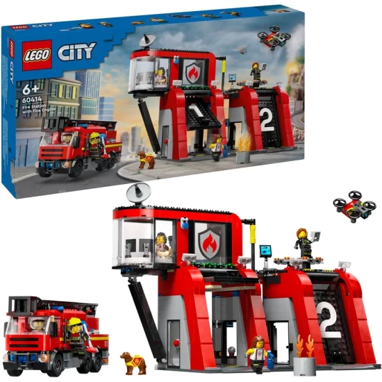 Lego City 60414 Brandweerkazerne Met Draaibare Ladderwagen Lego City 60414 Brandweerkazerne Met Draaibare Ladderwagen