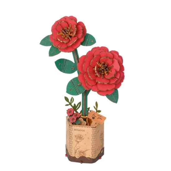 Robotime Diy Houten Bloem Red Camellia Rode Camelia Tw031 115×65×205Cm