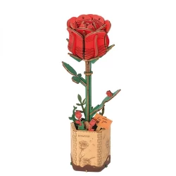Robotime Diy Houten Bloem Red Rose Rode Roos Tw042 85×65X21Cm