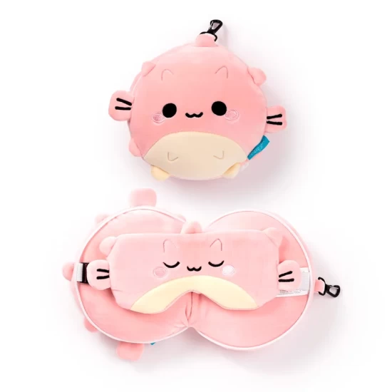 Relaxeazzz Adoramals Puff De Kogelvis Rond Reiskussen & Slaapmasker