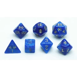 Dobbelsten.set 7St. Blauw Marmer/Parelm. Dobbelsten.set 7St. Blauw Marmer/Parelm.