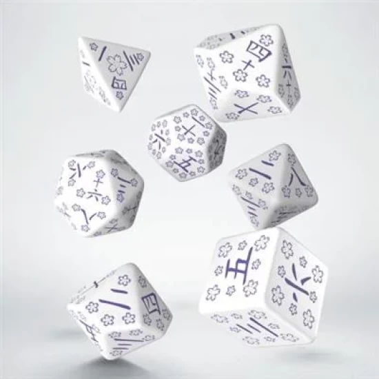 Japanese Dice Set – Blue Star Lotus (7 Stuks)