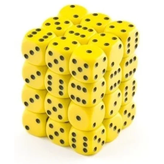 Dice Set Opa Yellowith Black 12Mm (36) Dice Set Opa Yellowith Black 12Mm (36)