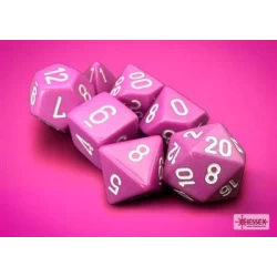 Chessex Opaque Polyhedral 7-Die Sets - Light Purple With White
