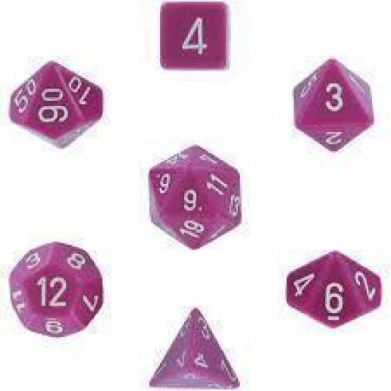 Chessex Opaque Polyhedral 7-Die Sets - Light Purple With White