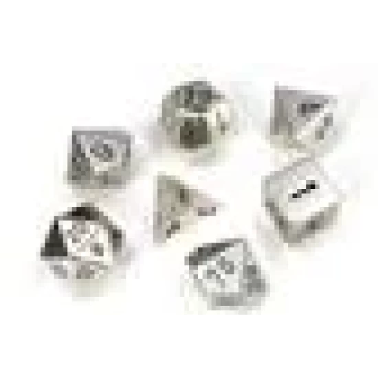 Metal Polyhedral Silver Dobbelsteen Set (7 Stuks)