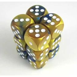 Dice Set Gemi 16Mm Blue-Gold Whi D6 (12) Dice Set Gemi 16Mm Blue-Gold Whi D6 (12)