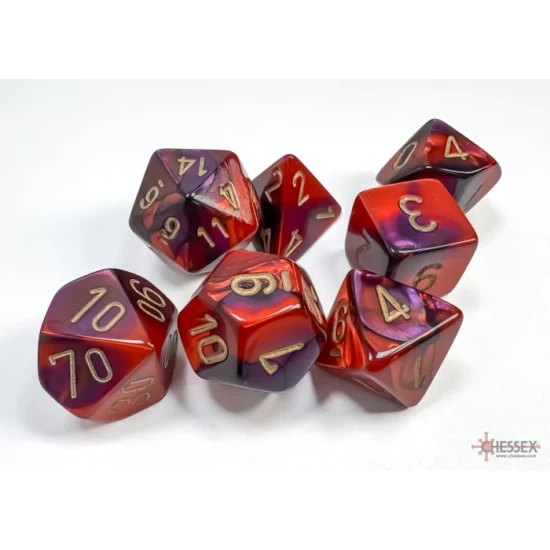 Dice Set Gemi Poly Purple-Red Gold (7)