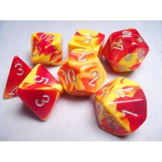 Dice Set Gemi Poly Red-Yellow Silver (7)